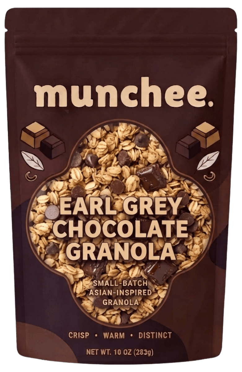 earl grey chocolate granola, packaging pouch