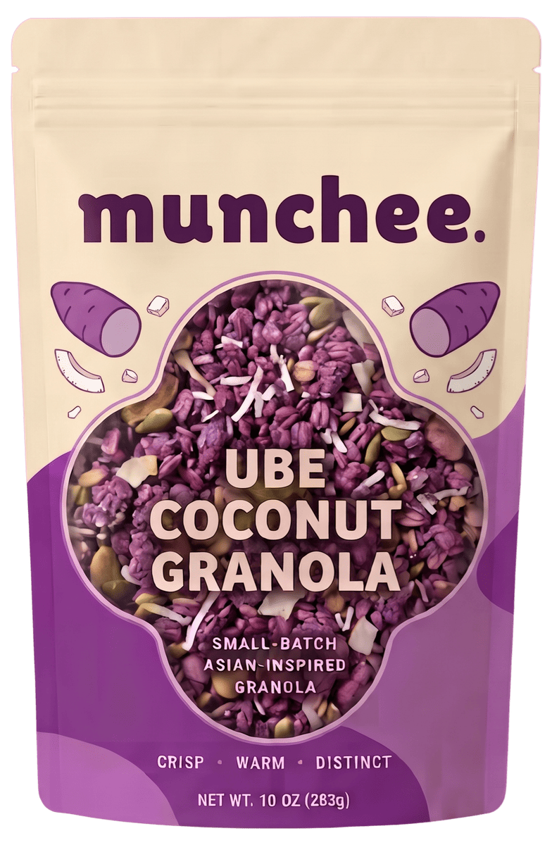 ube coconut granola, packaging pouch
